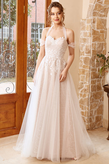 Appliques Tulle Halter Robe de mariée
